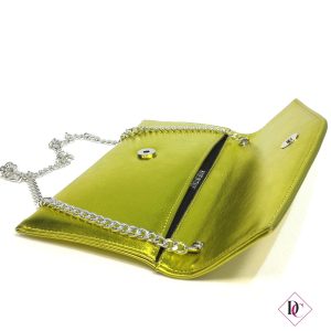 borsello giallo metallizzato pochette clutch de caro calzature