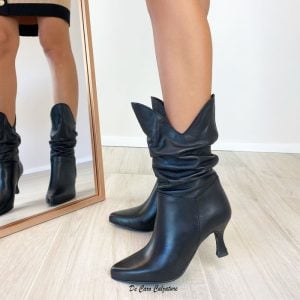 Stivali Elen morbida pelle arricciata con tacco comodo 7 cm