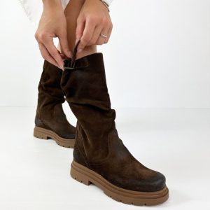 Anfibi Nusca stivali sportivi vera pelle con gambale regolabile