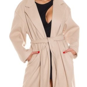 Cappotto lungo Ondina giacca in panno con cintura in vita