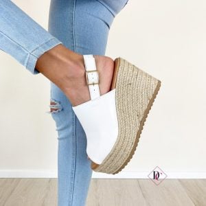 Sabot Giama sandali alti con zeppa in corda e cinturino