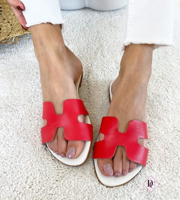 sandali-bassi-rossi-ciabatte-vera-pelle-con-H-de-caro-calzature-3