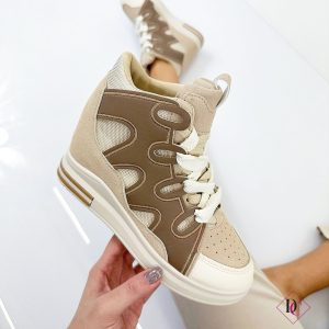 sneakers khaki nuova collezione con zeppa interna de caro calzature 1