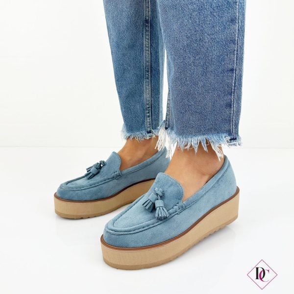 mocassini blu con zeppa platform comodi de caro calzature 3