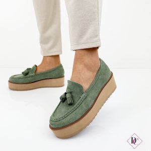 mocassini camoscio verde pastello primavera estate de caro calzature 4