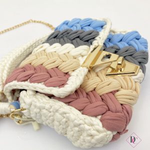 borsa piccola tessuto intrecciato a mano pochette multicolor 1