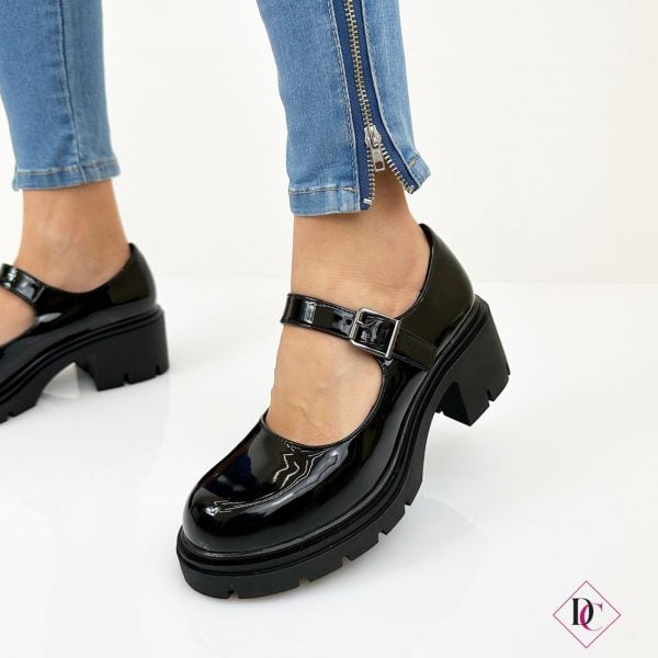 décolleté nero con tacco largo francesine lucide de caro calzature