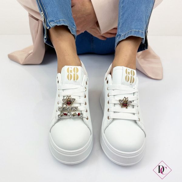 sneakers bianco oro con zeppa platform ed ape de caro calzature 2